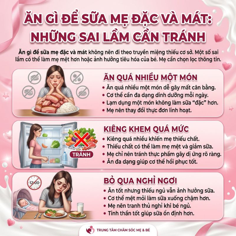 những sai lầ cần tránh khi ăn để có sữa đặc và mát